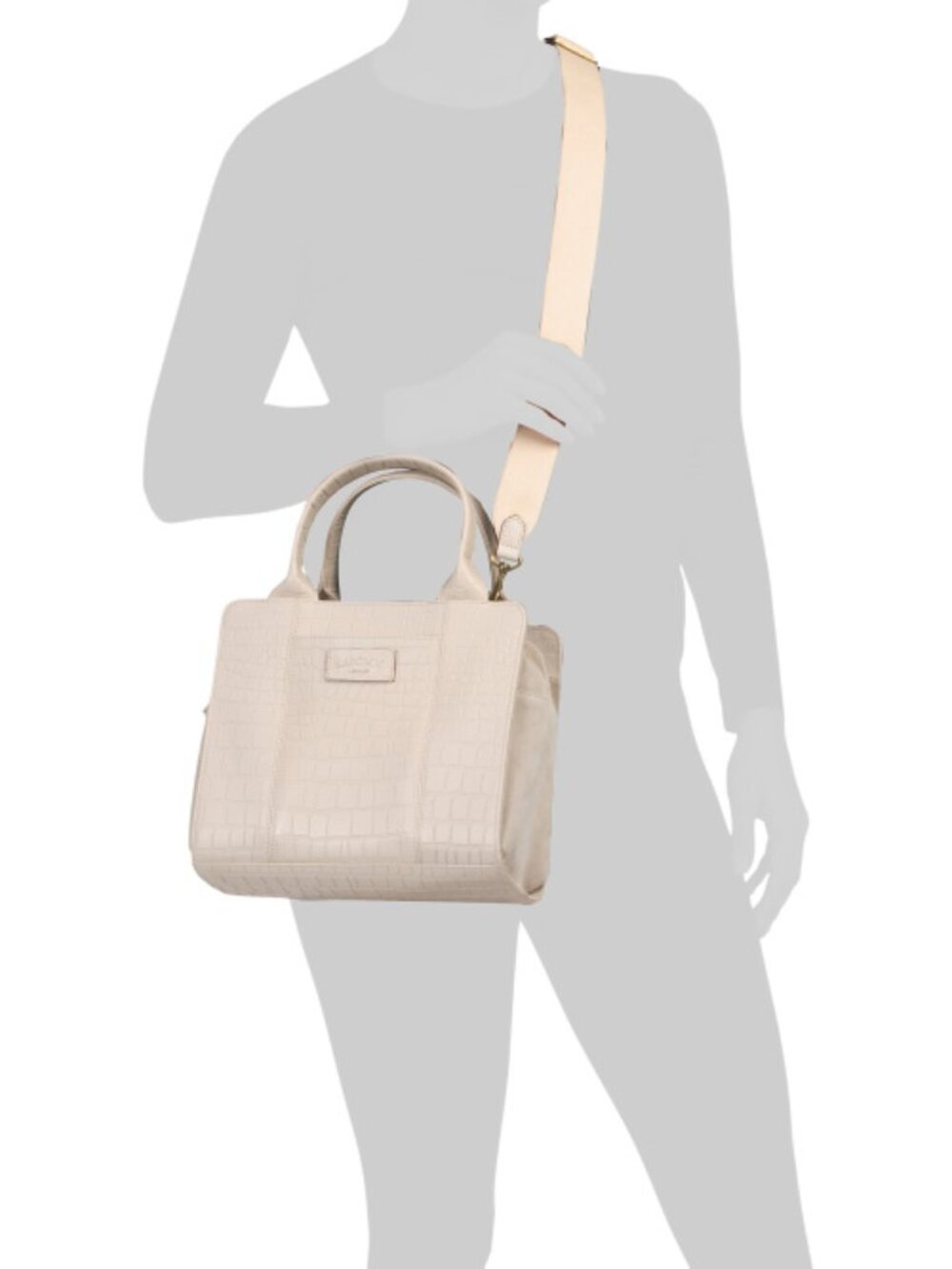 (New) Lucky Brand – Kloe Faux Croc Leather Satchel Shoulder Bag (Vanilla) - Picture 2 of 13